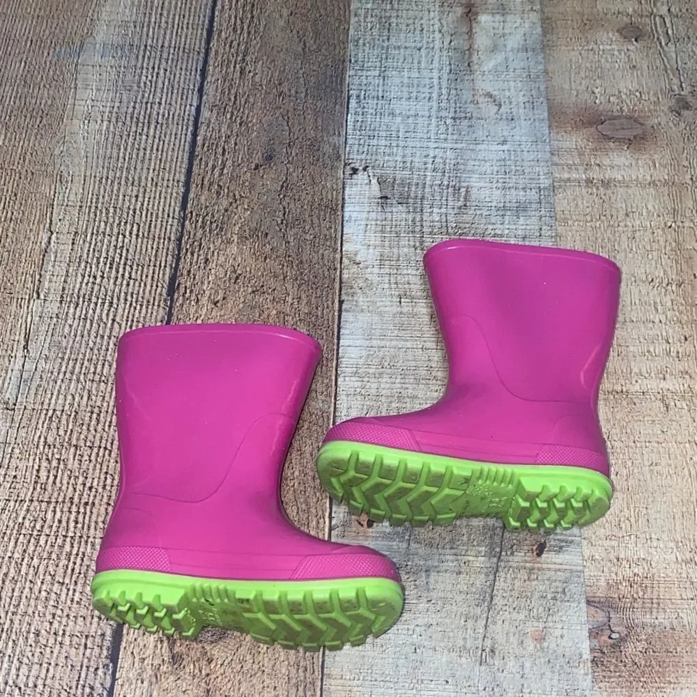 Pink and green‎ rain boots size 5/6